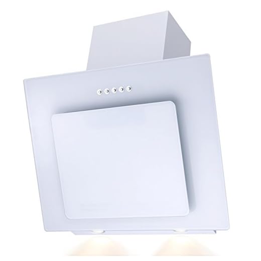 SH60 de WH Cristal Blanco Campana extractora borde de aspiración 60 cm oblicuo