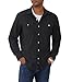 MAGNIVIT Men's Lightweight Work Shirt Jacket Casual Corduroy Shacket Long Sleeve Button-Up Overshirt with Pockets for Workwear Outdoor Black-2XL