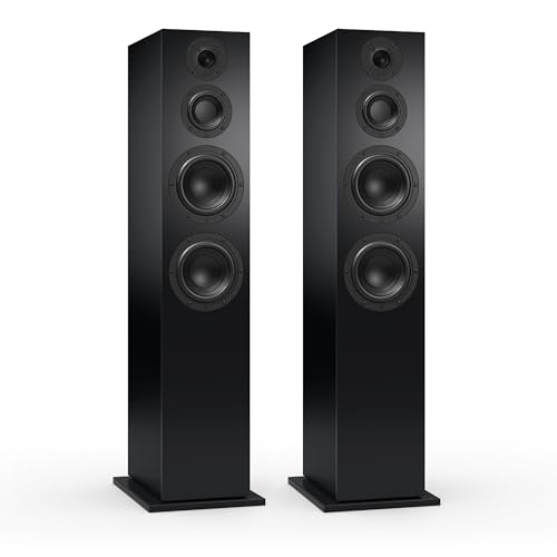 Nubert nuBoxx B-70 | Schwarze Standlautsprecher mit schwarzer Front | 2 Stück Passivboxen | Für Moderne Wohnzimmer | Standlautsprecher für HiFi | Lautsprecher bis 32 Hz (-3dB) | Ideal im Heimkino