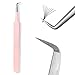 Fiber Tip Lash Tweezers for Eyelash Extensions, Professional 90 Degree Tweezers for Lash Extension Supplies, Best Pink Tweezers Precision Tool Set(90 Degree)