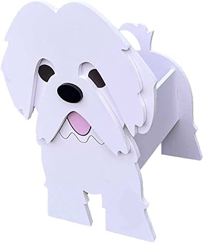 Yonatues Jardinière de Chien,Planteur Succulent de Dessin animé de Forme de Chien Multiple,Pot Animal de Jardin Pots de Fleurs, Cadeau de Décoration de Bureau pour Chien Shih Tzu Mignon, White Cover