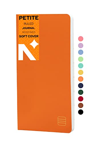 Image of NEORAH - PETITE Ruled Notebook SOFT COVER | Organiser REFILL | Ruled Journal | 110 GSM | 160 pages (Size 21.0 cm x 10.5 cm) notebook, Journaling Writing Note Taking Diary, Travellers Notebook - ORANGE
