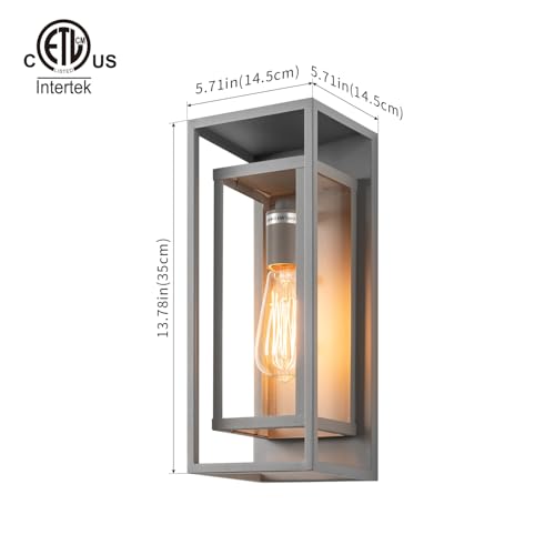 Image of mirrea 14 inch Modern Outdoor Porch Wall Light, Matte Gray, 2 Pack