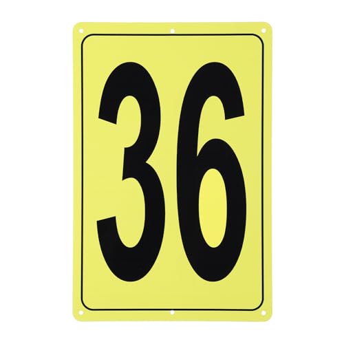 Marcador de área metálico número 36 rectangular amarillo para organizar la entrada de tu parcela