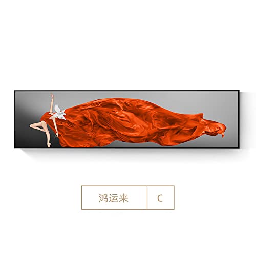 Toile d'art mural pour salon moderne avec impression de silhouette orange 35x135 - 2