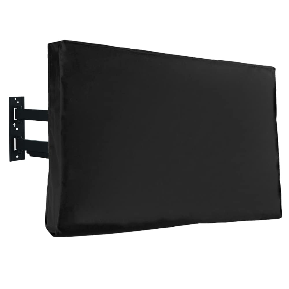 Gicov Outdoor TV Cover Waterproof with Front Flap Transparent Film Visible Patio TV Cover Dustproof Television LED LCD Screen Protector with Remote Controller Pocket (55-58