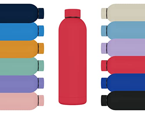 Mi Ko Mi Ka Botella de Agua de Acero Inoxidable Reutilizable | Hermética y Térmica | Sin BPA | Isotérmica, Mantiene Frio 24H y Calor 12H. Doble Pared al Vacío a Prueba de Fugas (Rojo, 500ml)