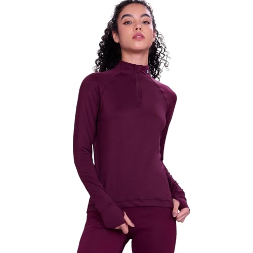 Image of Enamor Full Sleeve High Neck Medium Length Pull on Dry Fit T-Shirt for Women - Slim Fit - A310