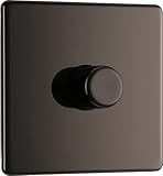 BG Electrical Intelligent Single Wall Dimmer Switch, 2 Way, Screwless Front Plate, Premium Flatplate, Black Nickel, 200W, FBN81 - Image 1