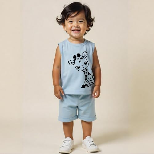 Image of minicult kids Kids Cotton Shorts and Matching Tshirt Coord clothing set with Cute Prints Clothing Set (200gsm Cotton Fabric)(pack of 2)