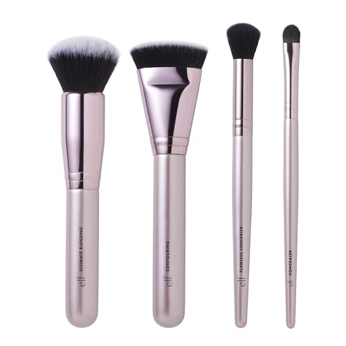 e.l.f. Complexion Perfection Brush Kit, 4-Piece Makeup Brush Set,...