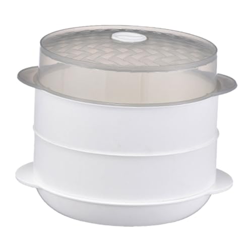 QUMIIRITY 電子レンジ対応ダブルレイヤー丸型蒸し器 多機能キッチン調理器具 蒸し料理に 蒸しパン ご飯 餃子用 耐熱素材で簡単操作 家用蒸籠