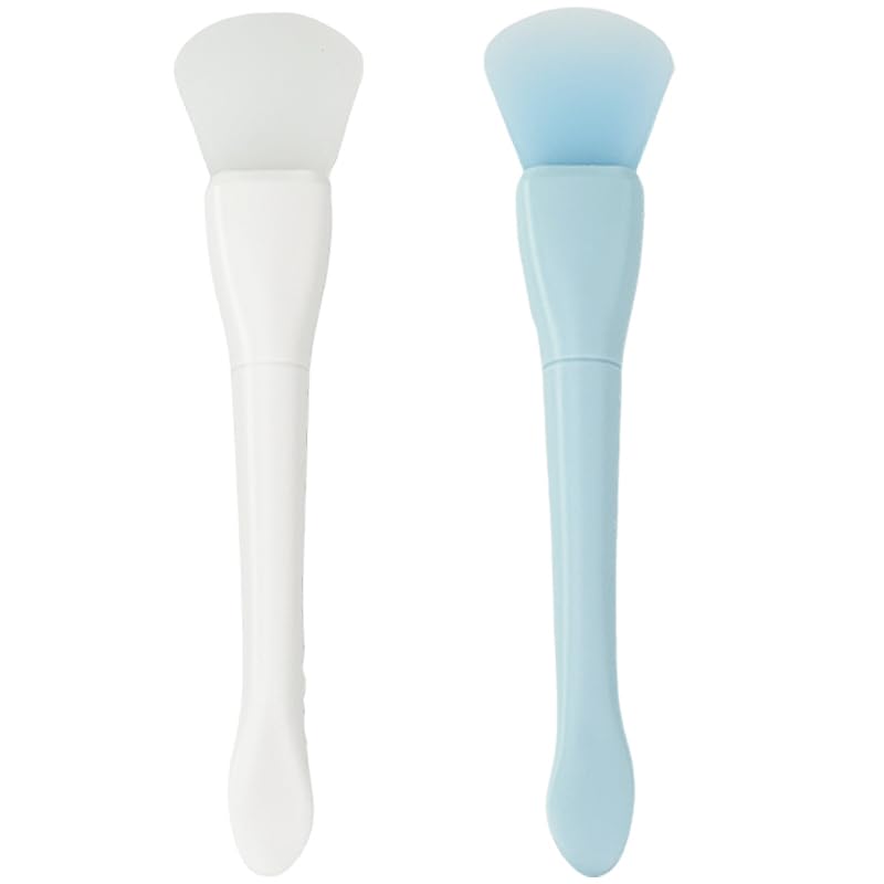 2PCS Silicone Face Mask Brush Applicator Soft Face Mask Brush Spatula Facial Mask Brush Skincare Applicator for Mud and Cream Masks Ideal for Spa Treatment and Home Use(white, Blue)
