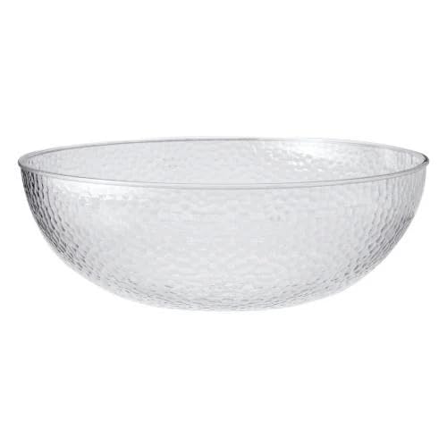 EcoQuality 18 inch Clear Hammered Plastic Bowl – Extra Large Disposable Serving Bowl for Salads, Snacks, Fruits, Party Foods, Catering, Meal Prep, and Everyday Kitchen Use (1)