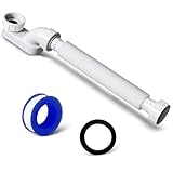 VIVIDA Bathtub Shower Drain Pipe, 1-1/2' Low Profile P Trap Bathtub Fittings, Flexible Flat P Trap Freestanding Tub Drain for Bath and RV, Sealing Tape Included, White, 1 PACK