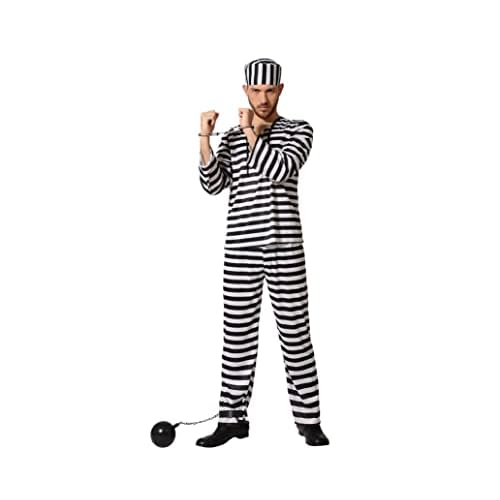 Atosa disfraz preso hombre adulto blanco y negro M
