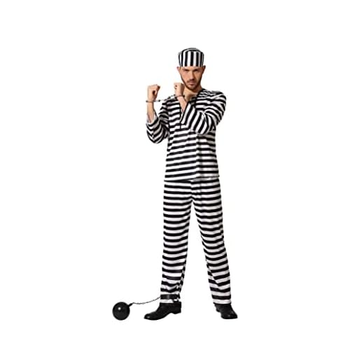 Atosa disfraz preso hombre adulto blanco y negro M
