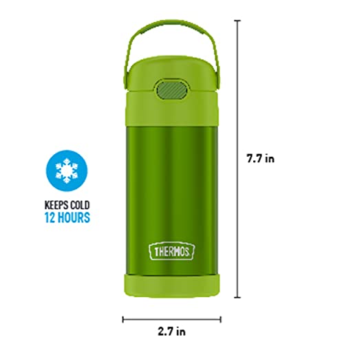 THERMOS Garrafa de canudo infantil isolada a vácuo de aço inoxidável de 355 ml, Limão