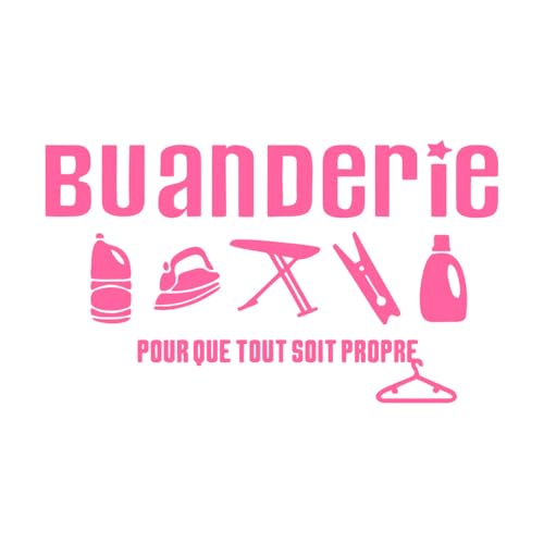 French Laundry Room Window Wall Sticker Wahsroom Buanderie Pour Que Tout Soit Propre Quote Wall Decal Laundry Vinyl Extra Large - 60x102cm