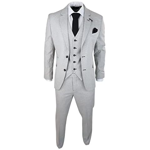 Traje de cuadros negro gris claro de 3 piezas Cover