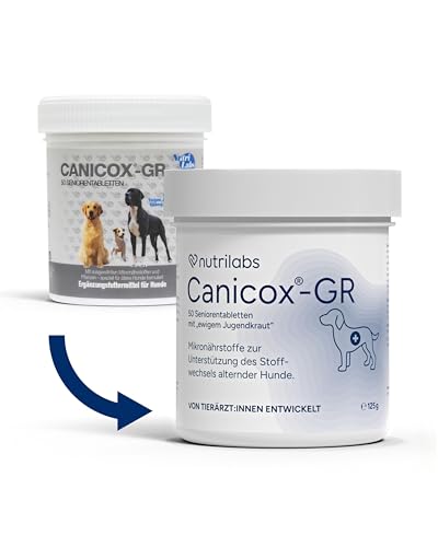 NutriLabs Canicox®-GR Tabletten für Senioren-Hunde 50 STK. - Seniorentabletten für Hunde mit MSM, Chondroitin, Glucosamin, Ginseng, Weißdorn u.v.m. - Gesundheitsprodukte für Hunde