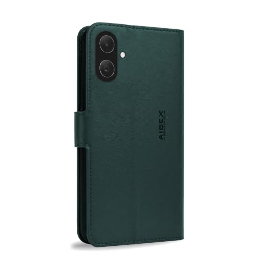 Image of AIBEX Compatible for Samsung A07 5G / Samsung F70E 5G Flip Cover Leather Finish | Inside TPU with Card Pockets | Wallet Stand | Complete Protection Flip Case Green