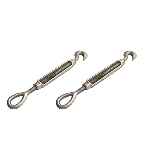 US Cargo Control 5/8 Inch x 6 Inch Eye and Hook Galvanized Turnbuckle, Working Load Limit 2,250 Pounds, 2 Pack, Uses: Tower, Suspension, Tensioning
