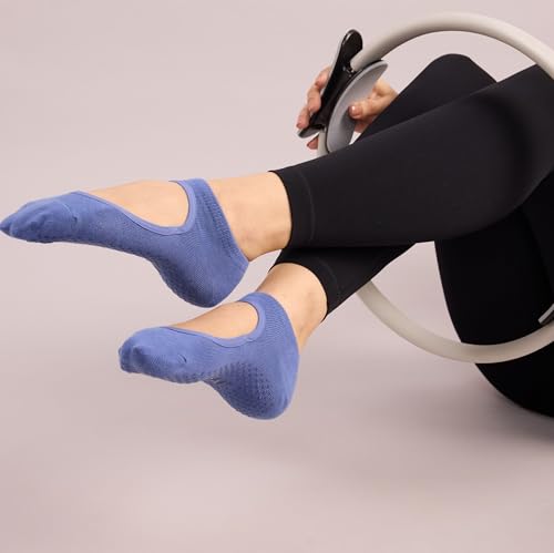 Image of Mint & Oak Pilates Socks with Grips for Women, Ankle Length Non-Slip Yoga Socks, Cotton Ideal For Yoga, Pilates, Gym, Workout, Cute Women's Gift