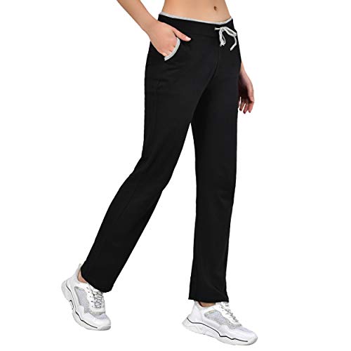 Image of MYO Plain Cotton Stylish Track Pants for Women for Daily use |Track Pants for Women Combo Pack of 2 Size 36 Black::Grey