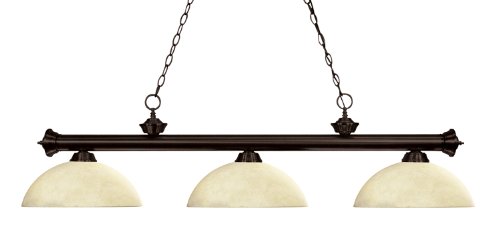 Z-Lite 200-3Brz-Dgm14 Riviera Three Light Billiard, Steel Frame, Bronze Finish And Golden Mottle Shade Of Glass Material #TOP20