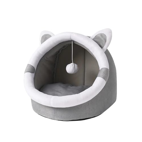 猫の巣の家 猫の洞窟 猫のベッド 犬小屋 猫 四季対応 ユニバーサル 半密閉 かわいい 快適 猫の巣 子猫 洞窟(Dark grey,L)