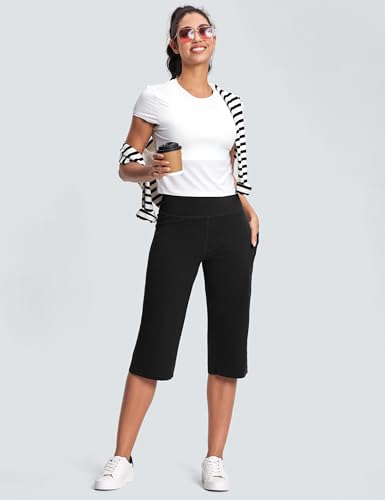 Image of ISEEGZ 15 inch / 18 inch / 21 inch / 25 inch Capri Pants for Women High Waist with Pockets Women's Capris Workout Yoga Pants Loose Straight Leg