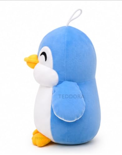 Image of Happy Penguin Soft Toy for Girls Boys Kids, Sky Blue, Animal Plush Stuffed Baby Teddy Gift Birthday, 28 cm