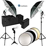 LimoStudio Professional Photo Video Studio Lighting Kit, Black Umbrella Reflector, CFL Bulb, 32 inch Foldable Round Reflector Disc with Carry Stroage Bag, Photography Studio, AGG2354