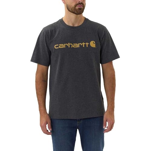 Image of Carhartt, Herren, Lockeres, schweres, kurzärmliges T-Shirt mit Logo-Grafik, Anthrazit meliert, XXL