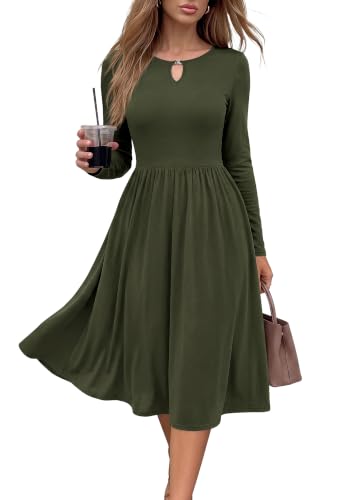 KIRUNDO Women's Midi Empire Waist Long Sleeve A-Line Dress (Various) - image 1