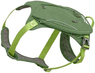 Kurgo Cascade-Hundegeschirr, Hundegeschirr mit Rucksack, Wanderrucksack für Hunde, Größe L, Grün