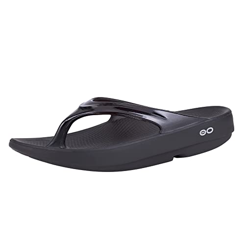 OOFOS Women s Oolala Thong, Black, 8 Womens US