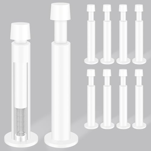 KOLAKO Door Stoppers, 10 Pack Door Stop, 4.4 Inch Door Stopper for Wall, White Long Doorstop with Soft Rubber Bumper Baseboard Door Stops