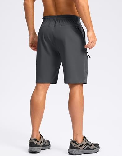 Pudolla Men's Hiking Cargo Shorts 9" Lightweight Stretch Travel Work Shorts for Men Outdoor Casual with 5 Pockets(Charcoal Medium) — view 3