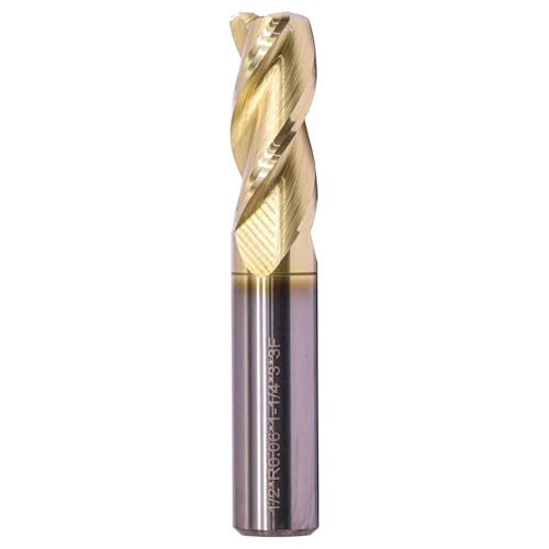 Image of 1 /2 inch 3 Flute Solid Carbide - 0.06 inch Corner Radius End Mill - ZrN Coated | For milling Aluminum, 37 Degree Helix, 1 /2 inch Cutting Diameter, 1 /2 inch Shank Diameter, 1-1 /4 inch Length of Cut, 3 inch Overall Length