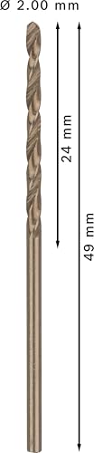 Bosch Accessories Professional Metallbohrer HSS-Cobalt (10 Stück, Ø 2 mm)