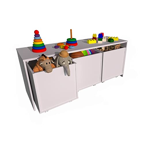 Mesa Rack com Baús Organizadores de Brinquedos 100% MDF