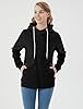 Newbestyle Womens Hoodies Oblique Zipper Fleece Sweatshirts Warm Lightweight Jacket Top with Pocket Black 3XL #1