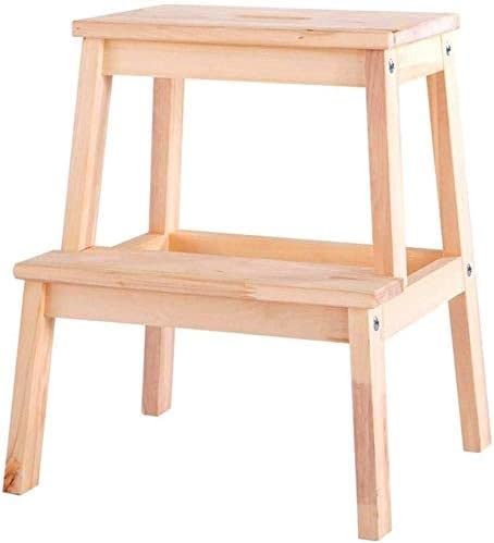 Taburete de madera negro OKUOKA plegable con dos peldaños para el hogar