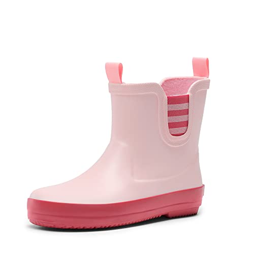 DREAM PAIRS Wellies for Kids Boys Girls Wellington Boots Waterproof Non-Slip Rain Boots Unisex Short Wellington Boots Toddler/Little Kid/Big Kid,SDRB2201K-E,PINK/ROSE RED,6.5 UK Child/24 (EUR)