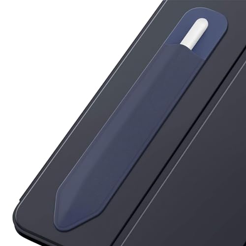 MoKo Pencil Holder Sticker Fit Apple Pencil (USB-C), Apple Pencil 1st/2nd Generation, Elastic Pencil Pocket Pouch Adhesive Sleeve Attached to iPad Case for Stylus Pens,Indigo
