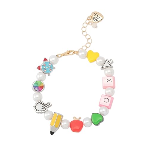 Betsey Johnson Women's Straight A's Back to School Charm Pearl Bracelet