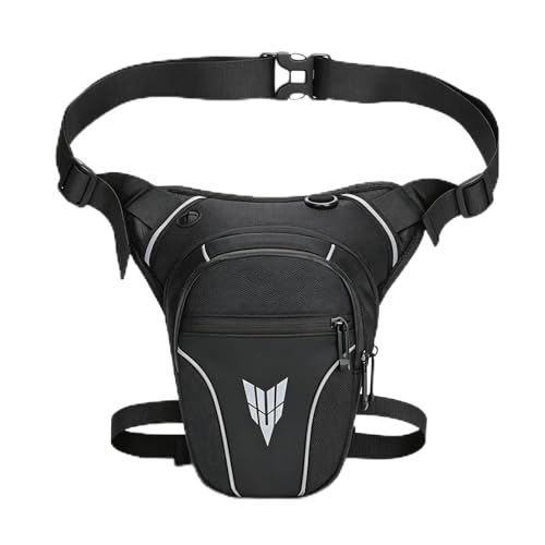 CHUANFU Bolsa Pierna Moto Ampliable, Pernera Moto Impermeable para Hombre y Mujer, Duradero Tactico Riñoneras Pierna con Tira Reflectante para Ciclismo Pesca Camping Deporte, B
