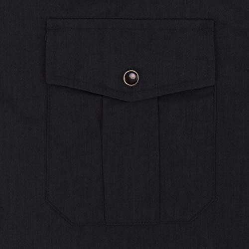 Dress Shirt For Men Western Cowboy Long Sleeve Casual Two Pockets Work Solid Pearl Snap Buttons Up Wrinkle Free Shirts (Black/L) #TOP3